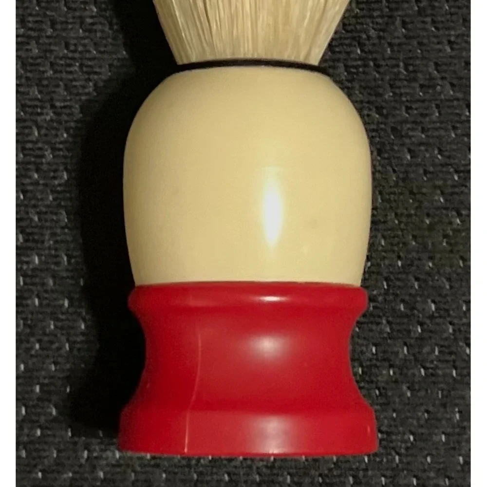 Vintage Men's Shaving Barber Brush Unmarked Red & Cream Handle Used